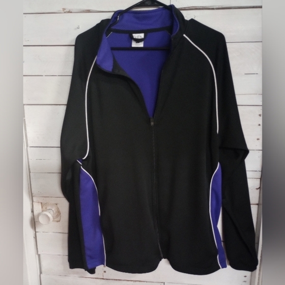 Boombah Mens Size XL Color Block Black & Purple Full Zip Jacket Side Pockets. - Picture 1 of 9
